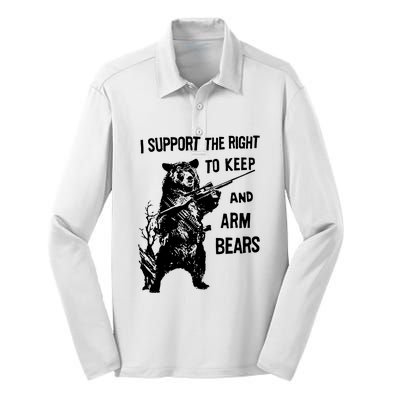 I Support The Right To Arm Bears T Shirt Funny Hunting T Shirt Saying Silk Touch Performance Long Sleeve Polo