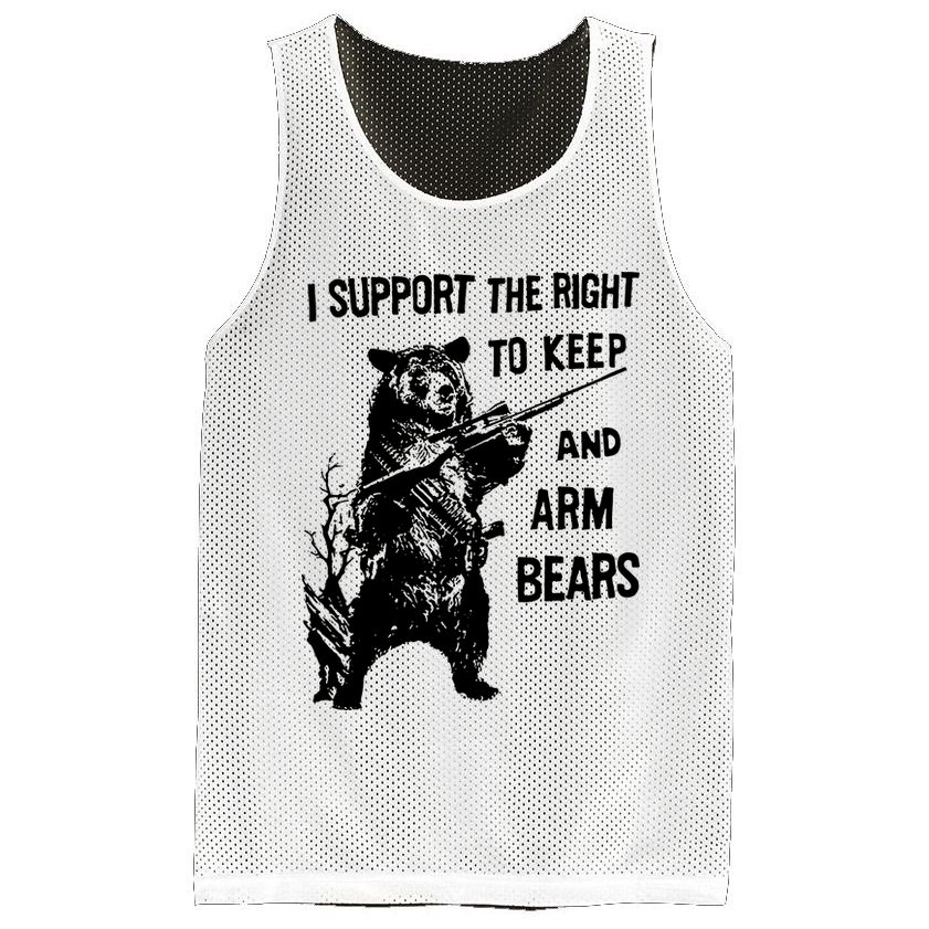 I Support The Right To Arm Bears T Shirt Funny Hunting T Shirt Saying Mesh Reversible Basketball Jersey Tank