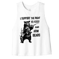 I Support The Right To Arm Bears T Shirt Funny Hunting T Shirt Saying Women's Racerback Cropped Tank