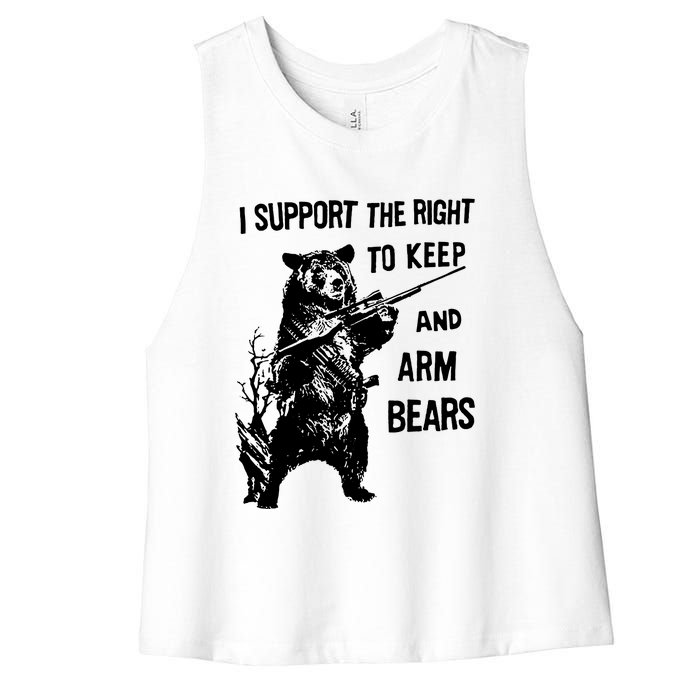 I Support The Right To Arm Bears T Shirt Funny Hunting T Shirt Saying Women's Racerback Cropped Tank