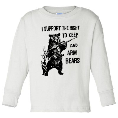 I Support The Right To Arm Bears T Shirt Funny Hunting T Shirt Saying Toddler Long Sleeve Shirt