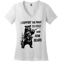 I Support The Right To Arm Bears T Shirt Funny Hunting T Shirt Saying Women's V-Neck T-Shirt