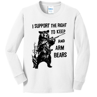 I Support The Right To Arm Bears T Shirt Funny Hunting T Shirt Saying Kids Long Sleeve Shirt