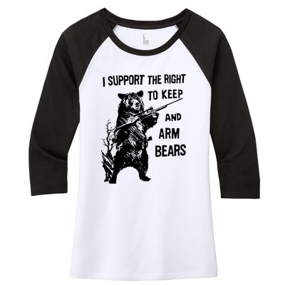 I Support The Right To Arm Bears T Shirt Funny Hunting T Shirt Saying Women's Tri-Blend 3/4-Sleeve Raglan Shirt