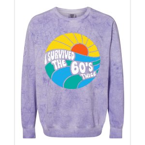 I Survived The 60s Twice Sixties 70th 70s Year Old Birthday Colorblast Crewneck Sweatshirt