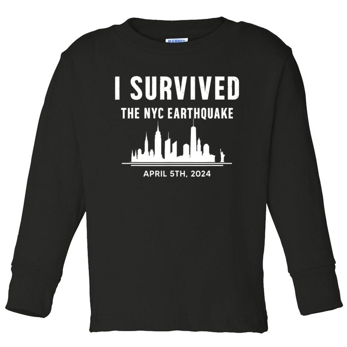 I Survived The Nyc Earthquake 2024 Toddler Long Sleeve Shirt