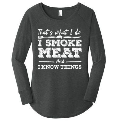 ID Smoke That Funny Meat Bbq Season Smoker & Grilling Women's Perfect Tri Tunic Long Sleeve Shirt