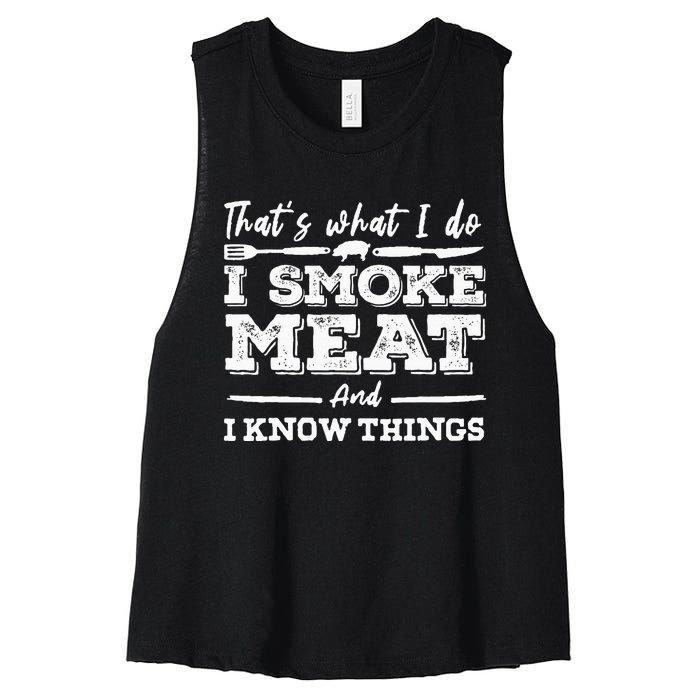 ID Smoke That Funny Meat Bbq Season Smoker & Grilling Women's Racerback Cropped Tank