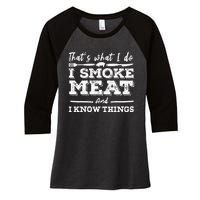 ID Smoke That Funny Meat Bbq Season Smoker & Grilling Women's Tri-Blend 3/4-Sleeve Raglan Shirt