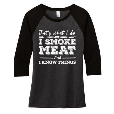 ID Smoke That Funny Meat Bbq Season Smoker & Grilling Women's Tri-Blend 3/4-Sleeve Raglan Shirt