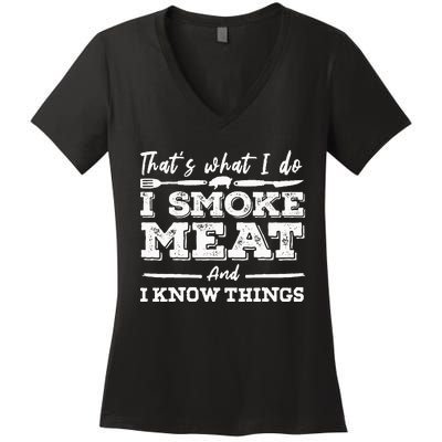 ID Smoke That Funny Meat Bbq Season Smoker & Grilling Women's V-Neck T-Shirt