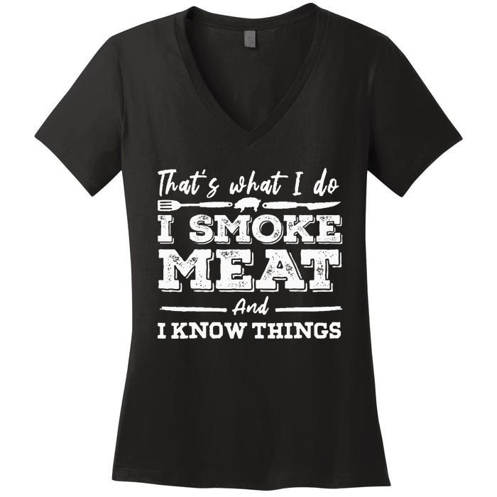 ID Smoke That Funny Meat Bbq Season Smoker & Grilling Women's V-Neck T-Shirt