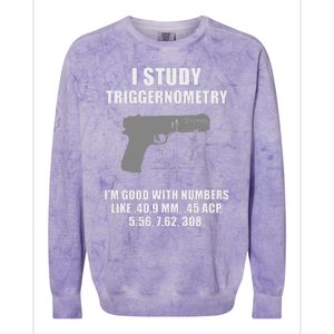 I Study Triggernometry Gun Pistol Funny Colorblast Crewneck Sweatshirt