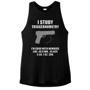 I Study Triggernometry Gun Pistol Funny Ladies PosiCharge Tri-Blend Wicking Tank