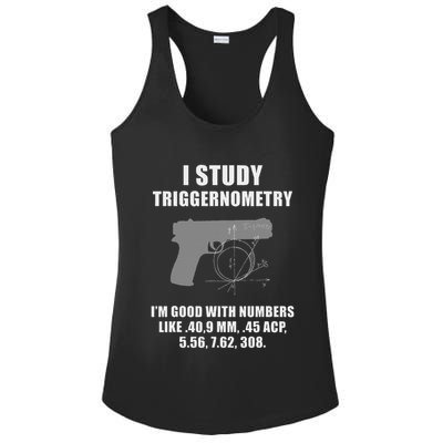 I Study Triggernometry Gun Pistol Funny Ladies PosiCharge Competitor Racerback Tank