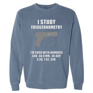 I Study Triggernometry Gun Pistol Funny Garment-Dyed Sweatshirt