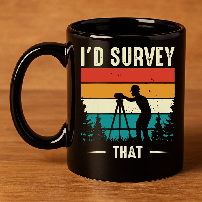 Id Survey That Retro Land Surveyor Cartographer Surveying 11oz C Handle Ceramic Mug