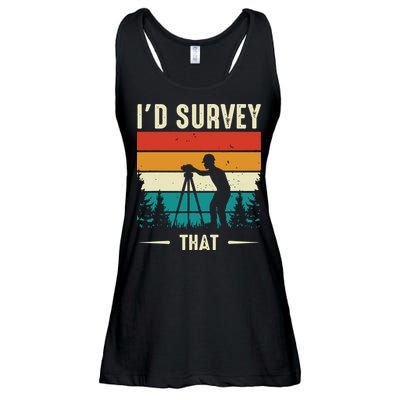 Id Survey That Retro Land Surveyor Cartographer Surveying Ladies Essential Flowy Tank