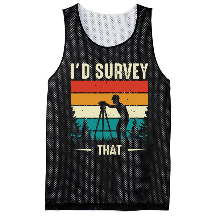 Id Survey That Retro Land Surveyor Cartographer Surveying Mesh Reversible Basketball Jersey Tank