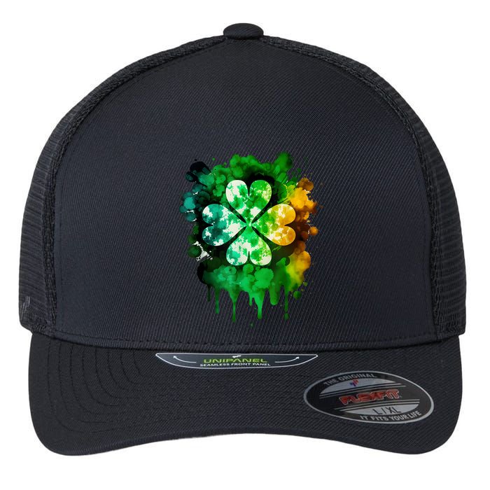 Irish Shamrock Tie Dye Happy St PatrickS Day Go Lucky Flexfit Unipanel Trucker Cap