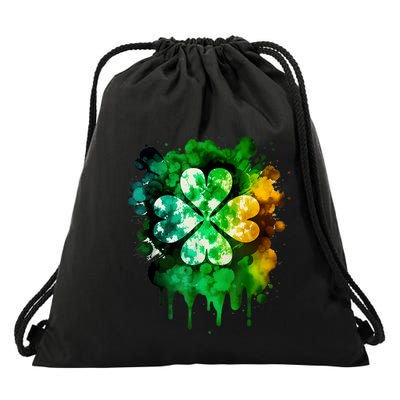 Irish Shamrock Tie Dye Happy St PatrickS Day Go Lucky Drawstring Bag