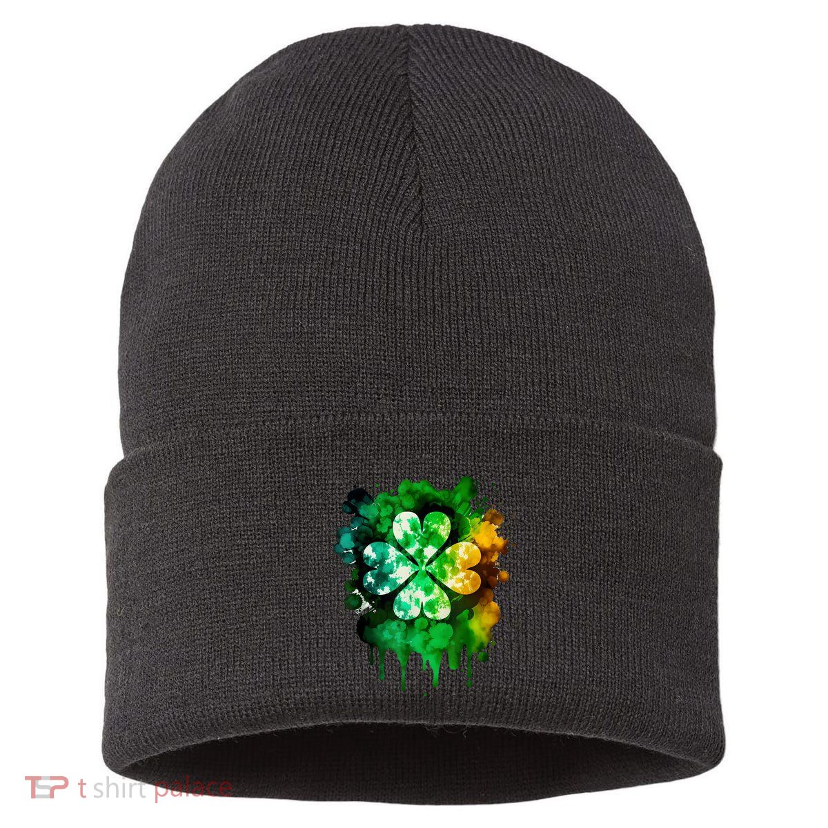 Irish Shamrock Tie Dye Happy St PatrickS Day Go Lucky Sustainable Knit Beanie