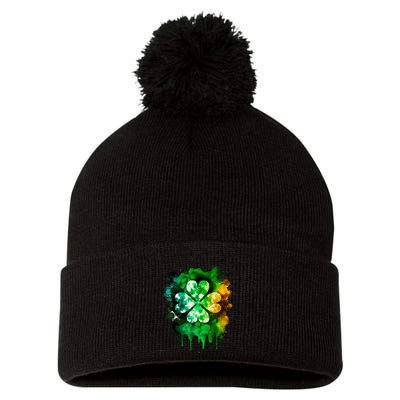 Irish Shamrock Tie Dye Happy St PatrickS Day Go Lucky Pom Pom 12in Knit Beanie