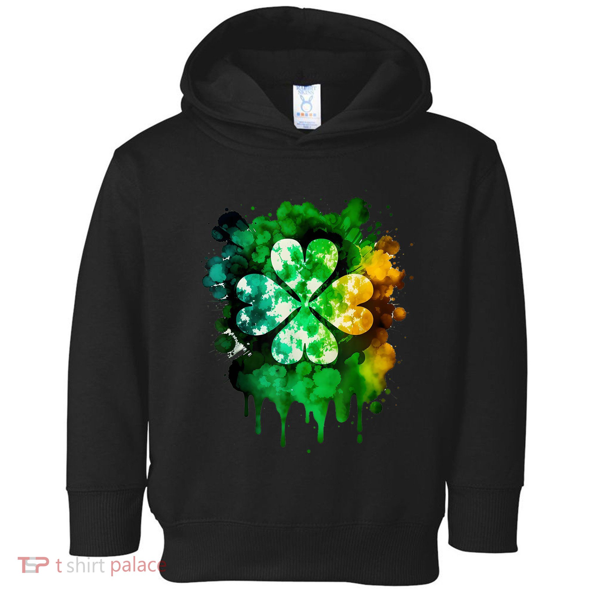 Irish Shamrock Tie Dye Happy St PatrickS Day Go Lucky Toddler Hoodie