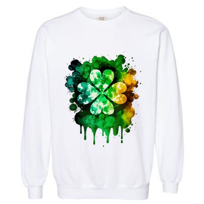 Irish Shamrock Tie Dye Happy St PatrickS Day Go Lucky Garment-Dyed Sweatshirt
