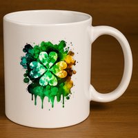 Irish Shamrock Tie Dye Happy St PatrickS Day Go Lucky 11oz C Handle Ceramic Mug