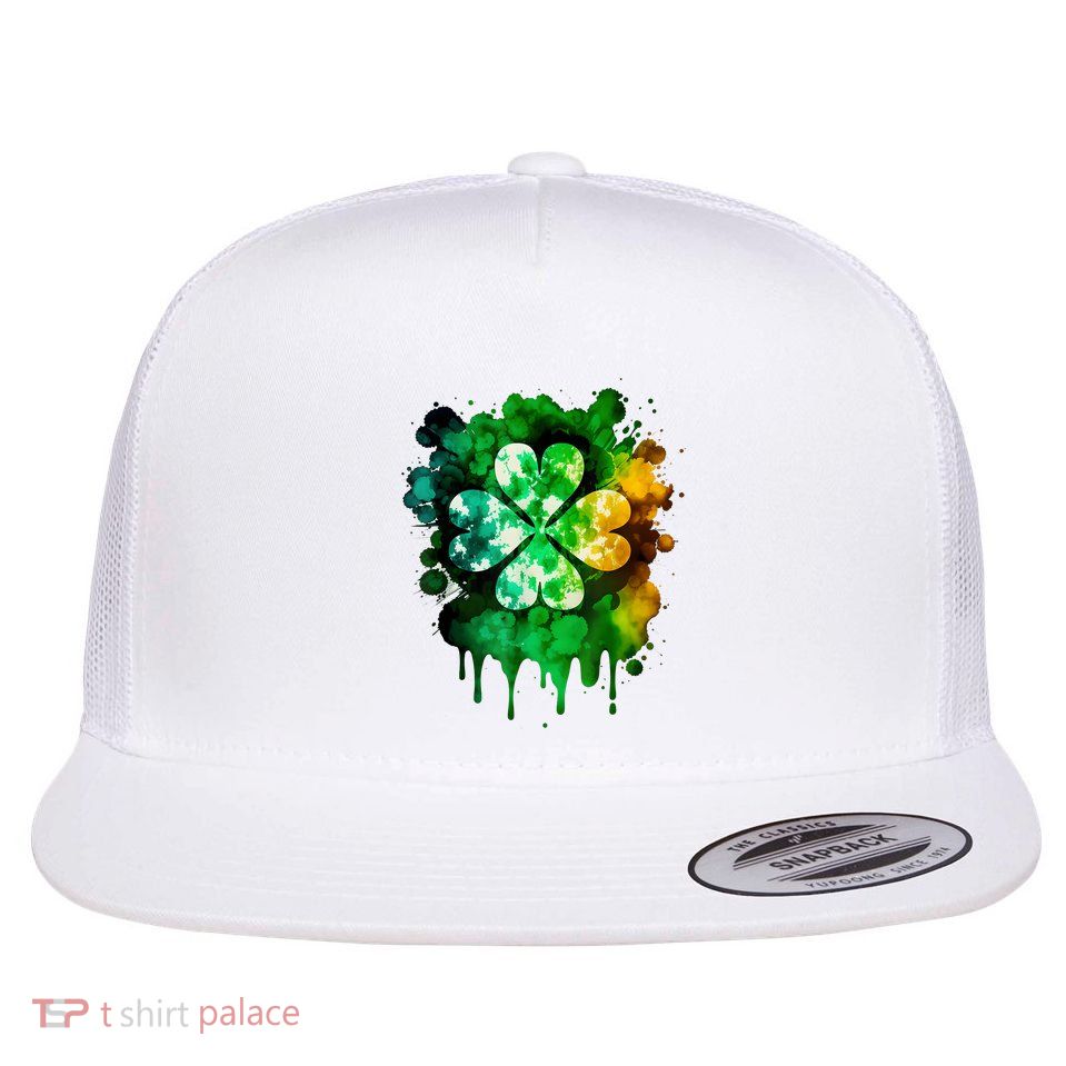Irish Shamrock Tie Dye Happy St PatrickS Day Go Lucky Flatbill Hat
