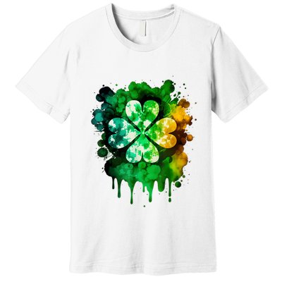 Irish Shamrock Tie Dye Happy St PatrickS Day Go Lucky Premium T-Shirt