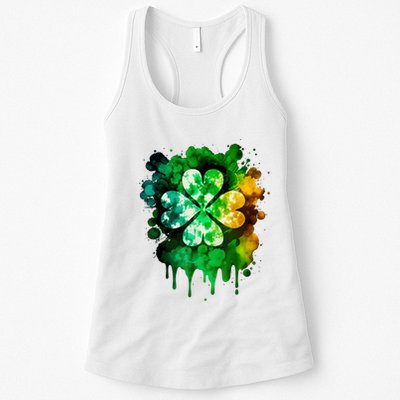 Irish Shamrock Tie Dye Happy St PatrickS Day Go Lucky Womens Tank Top