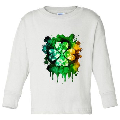 Irish Shamrock Tie Dye Happy St PatrickS Day Go Lucky Toddler Long Sleeve Shirt