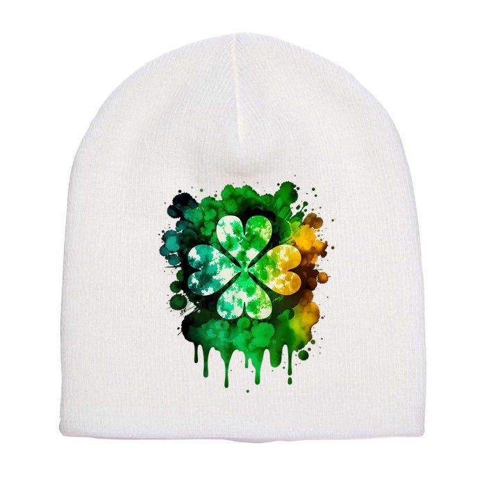 Irish Shamrock Tie Dye Happy St PatrickS Day Go Lucky Short Acrylic Beanie