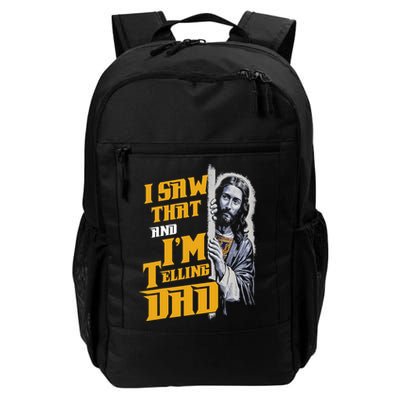 I Saw That Im Telling Dad Funny Religious Christian Jesus Backpack