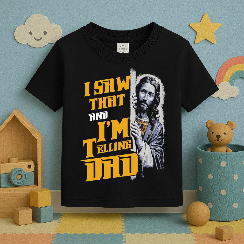 I Saw That Im Telling Dad Funny Religious Christian Jesus Toddler T-Shirt