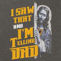 I Saw That Im Telling Dad Funny Religious Christian Jesus Cotton Canvas Backpack