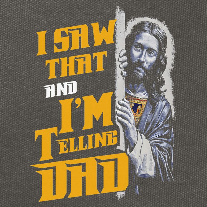 I Saw That Im Telling Dad Funny Religious Christian Jesus Cotton Canvas Backpack