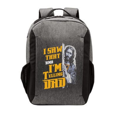 I Saw That Im Telling Dad Funny Religious Christian Jesus Vector Backpack