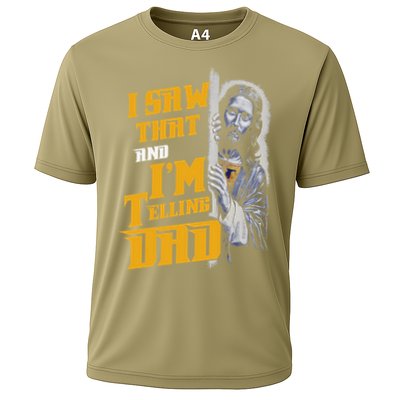 I Saw That Im Telling Dad Funny Religious Christian Jesus Cooling Performance Crew T-Shirt