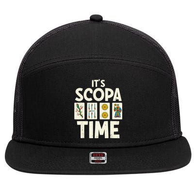 It's Scopa Time Nonna Nonno Italian Cards Game Scopa Player 7 Panel Mesh Trucker Snapback Hat