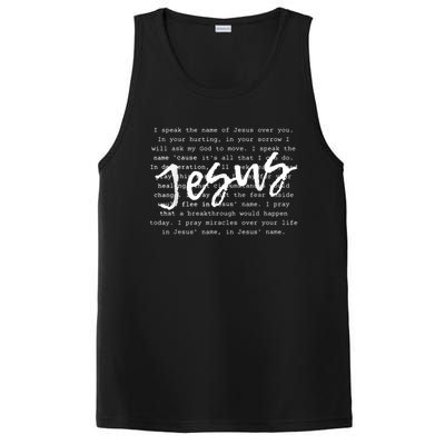 I Speak The Name Of Jesus Vintage Christian Faith Prayer PosiCharge Competitor Tank