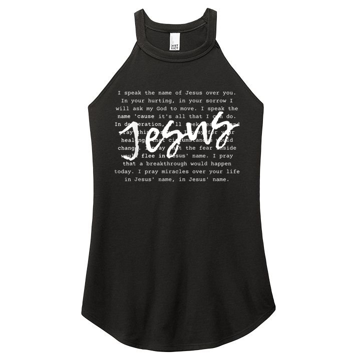 I Speak The Name Of Jesus Vintage Christian Faith Prayer Women's Perfect Tri Rocker Tank