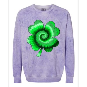 Irish Shamrock Tie Dye Happy St Patrick's Day Go Lucky Gift Colorblast Crewneck Sweatshirt