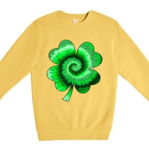 Irish Shamrock Tie Dye Happy St Patrick's Day Go Lucky Gift Premium Crewneck Sweatshirt