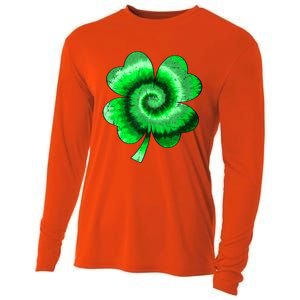 Irish Shamrock Tie Dye Happy St Patrick's Day Go Lucky Gift Cooling Performance Long Sleeve Crew