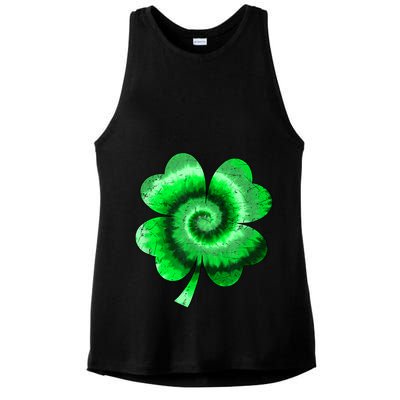 Irish Shamrock Tie Dye Happy St Patrick's Day Go Lucky Gift Ladies PosiCharge Tri-Blend Wicking Tank