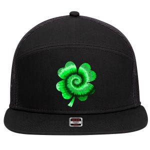 Irish Shamrock Tie Dye Happy St Patrick's Day Go Lucky Gift 7 Panel Mesh Trucker Snapback Hat