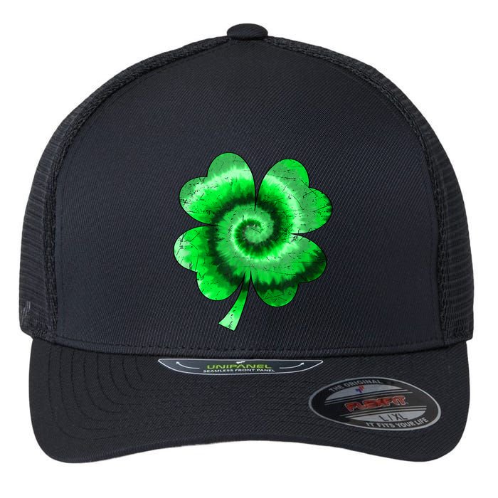 Irish Shamrock Tie Dye Happy St Patrick's Day Go Lucky Gift Flexfit Unipanel Trucker Cap